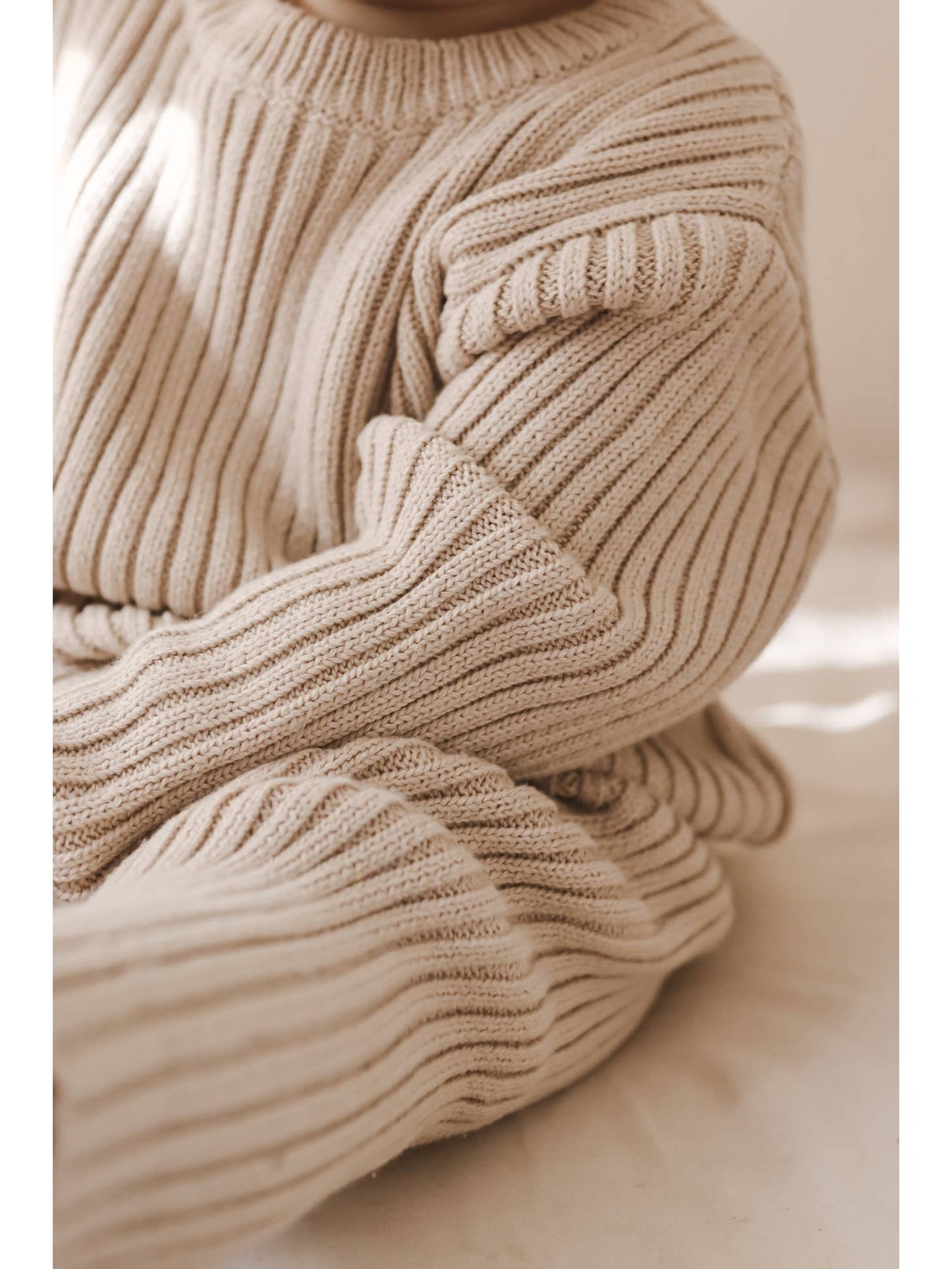 chunky rib pullover, beige