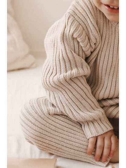 chunky rib pullover, beige