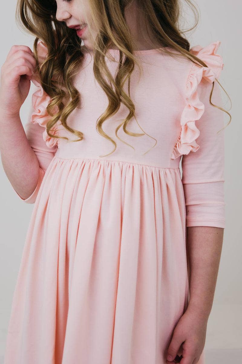 3/4 ruffle twirl dress - petal pink - Ivory Soul