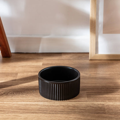 jardin ribbed pet bowl collection – modern matte exterior