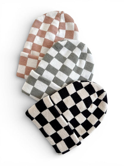 baby's first hat®, black/sand checkerboard