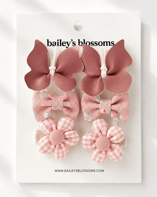 6-piece hair clip set -  petal pink
