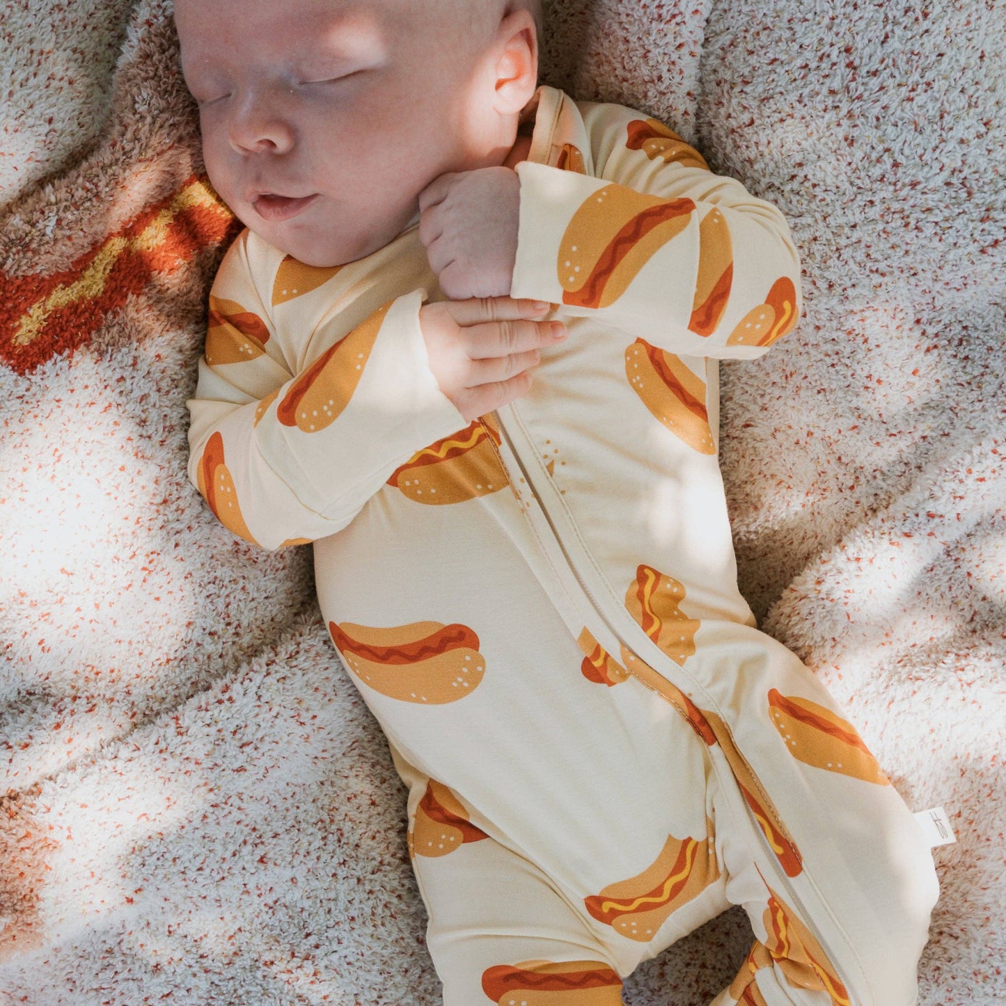 bamboo zip pajamas | hot dogs