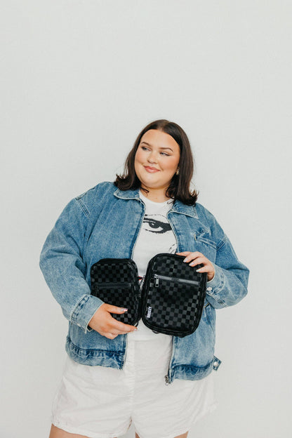 medium shadow checkered crossbody sling