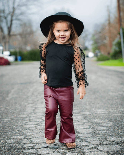 destinee sheer dot sleeve top & leotard - black - Ivory Soul