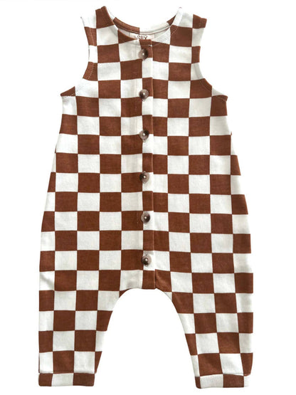 organic bay jumpsuit • stracciatella checkeredboard - Ivory Soul