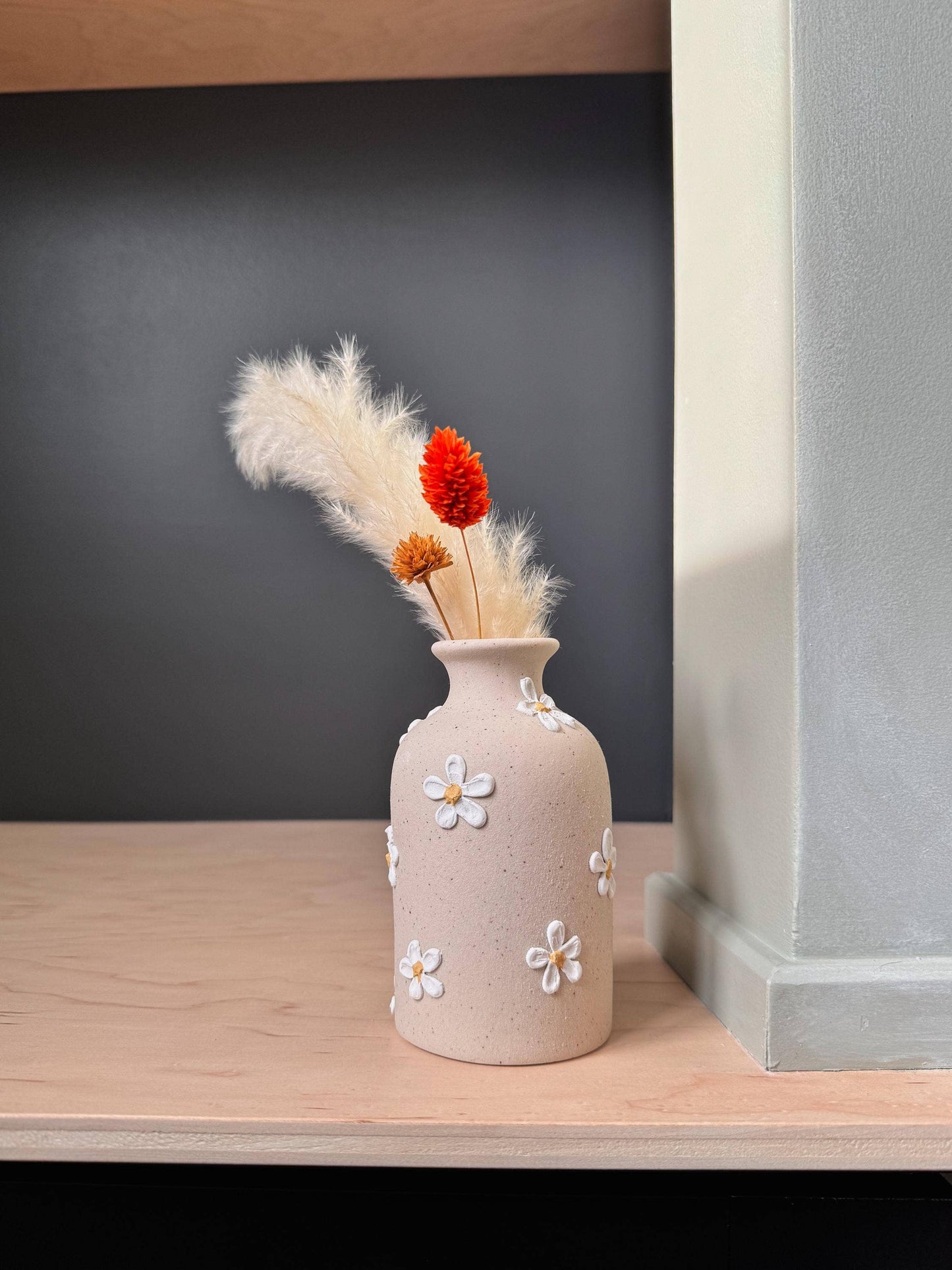 tall ceramic textured daisy vase