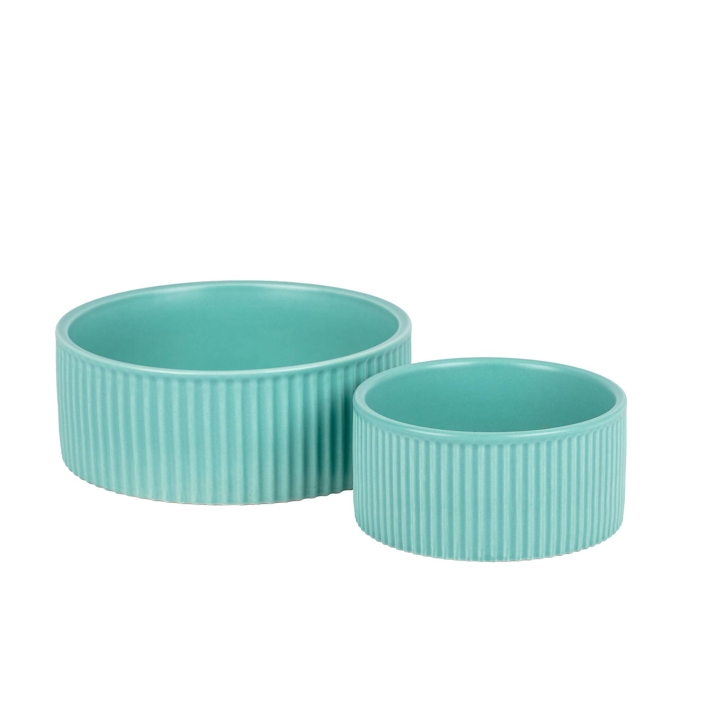 jardin ribbed pet bowl collection – modern matte exterior