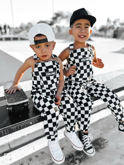 live fast checkered overalls in venice