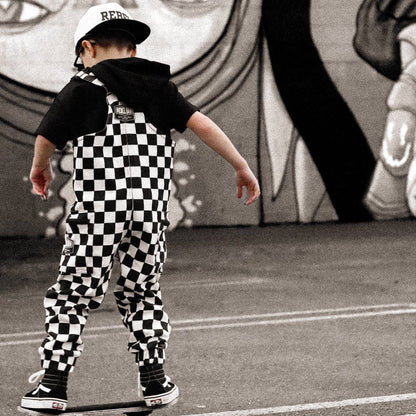 live fast checkered overalls in venice