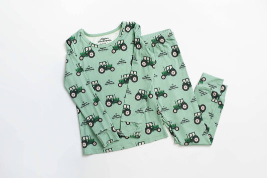 green tractor toddler pajamas