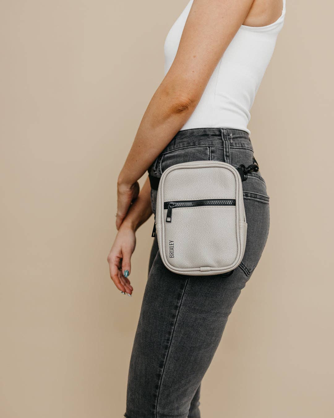 leather stone crossbody sling