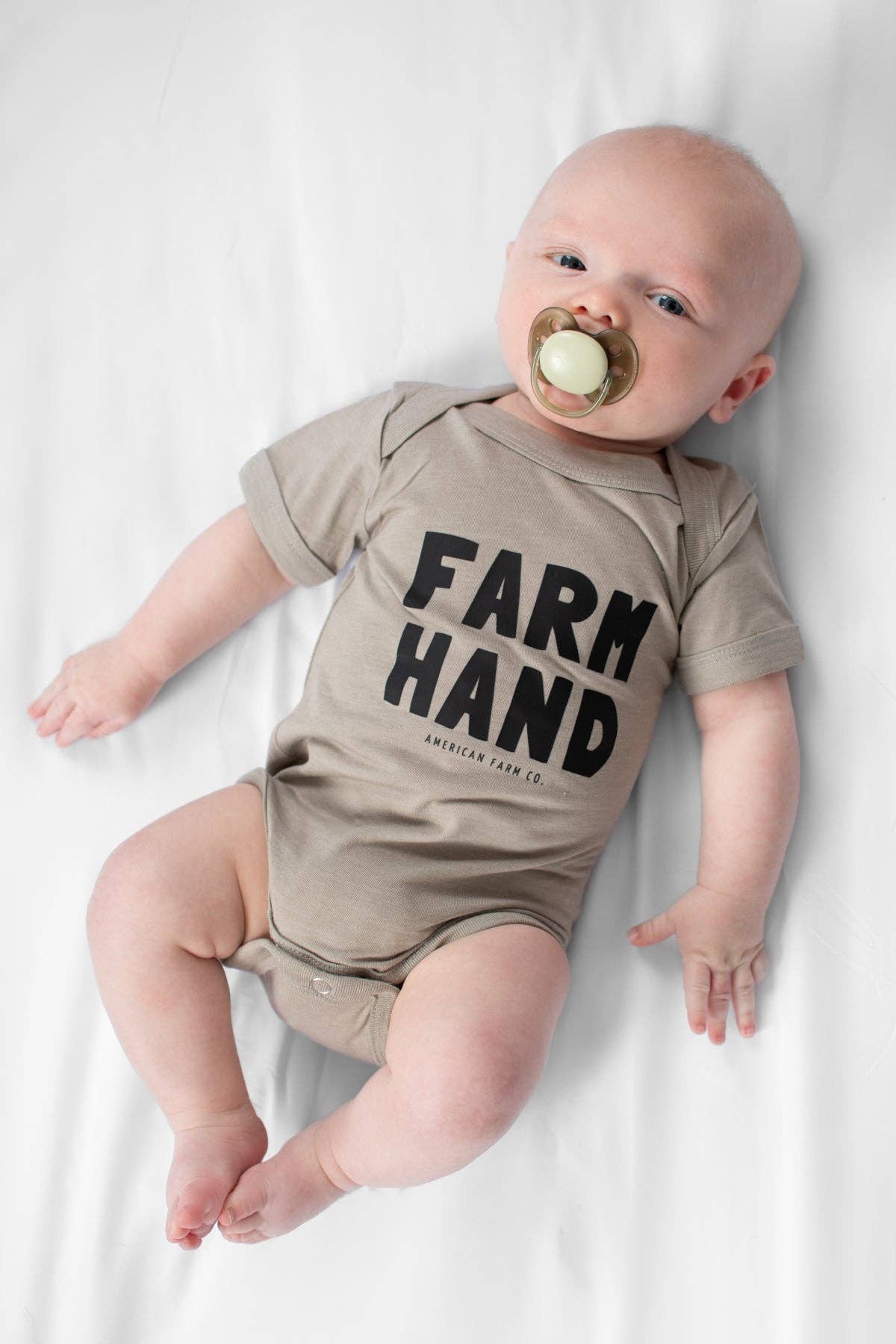 western 'farm hand' graphic baby onesie