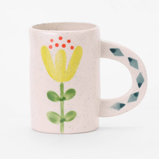 handmade yellow flower ceramic coffee mug