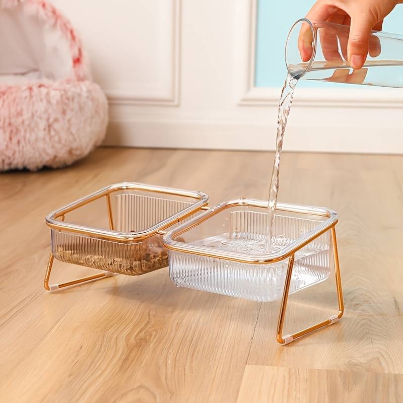 double feeding + water bowl, transparent