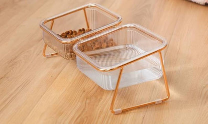 double feeding + water bowl, transparent