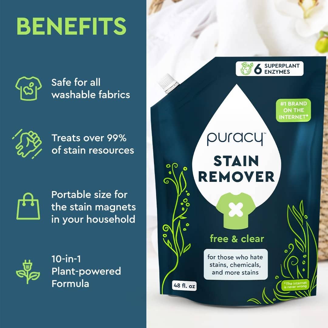 puracy natural laundry stain remover 48oz refill