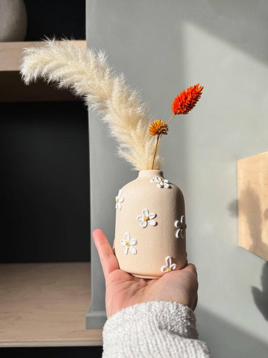 short daisy crazy ceramic textured vase