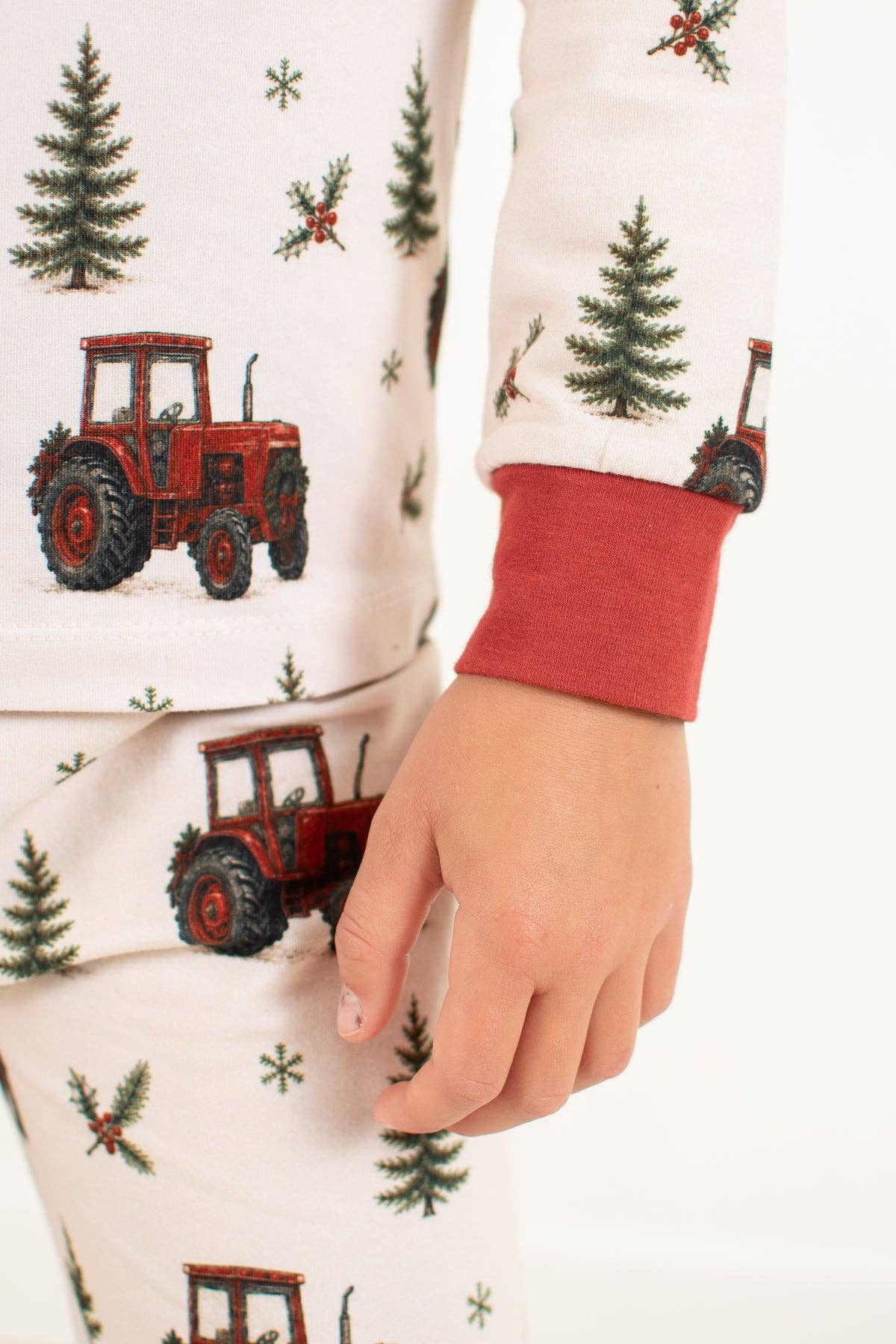 vintage red tractor christmas pajama pant set
