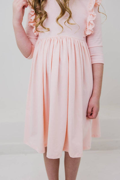 3/4 ruffle twirl dress - petal pink - Ivory Soul