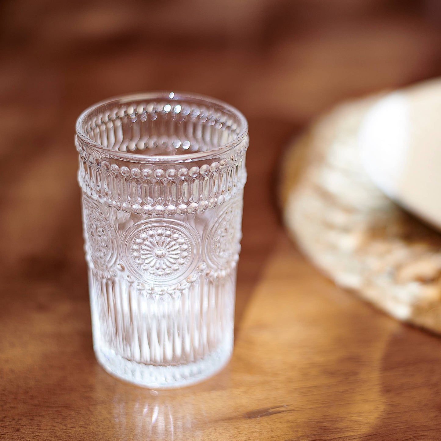 large medallion vintage drinking glass