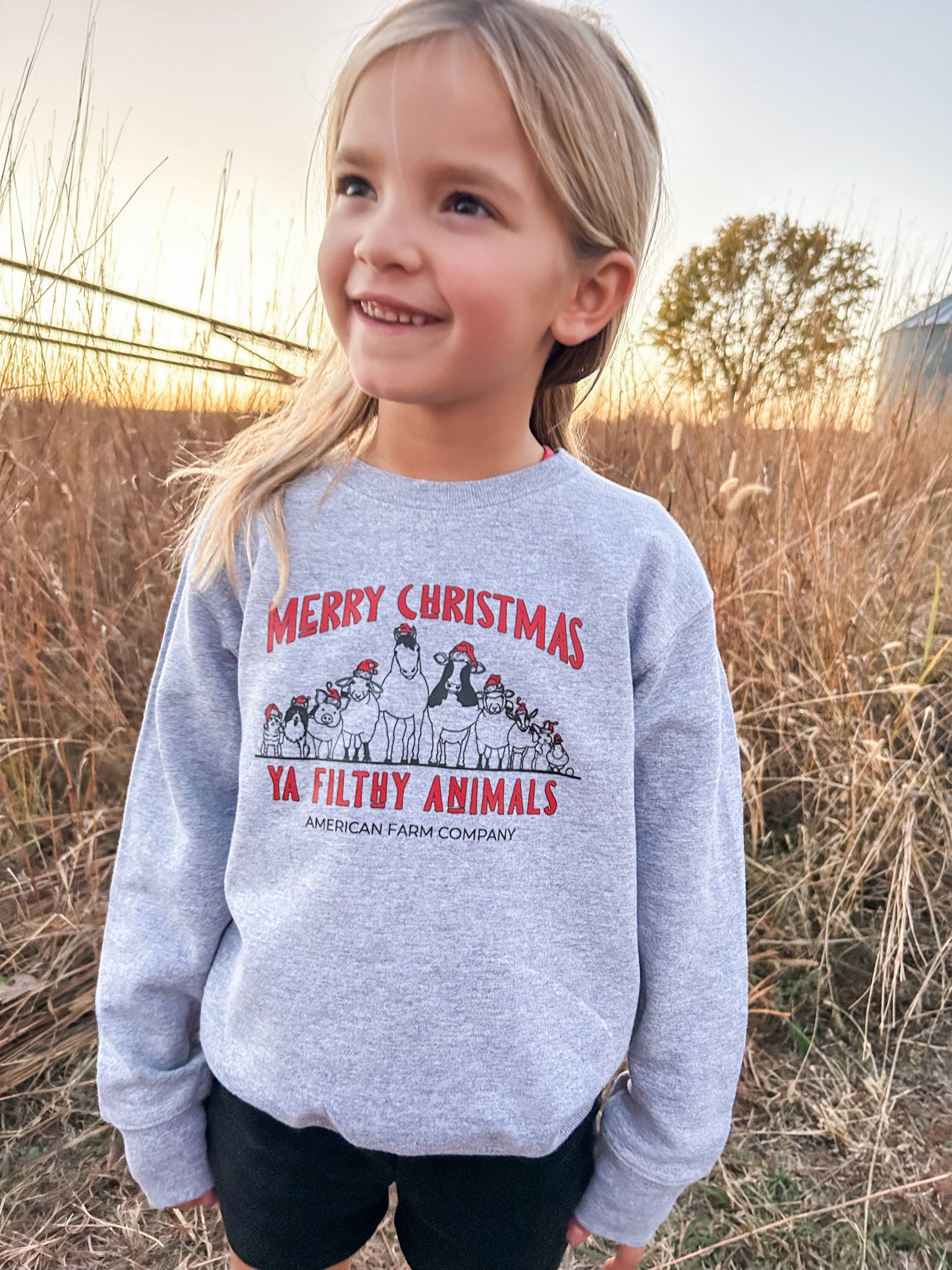 ‘merry christmas ya filthy animals crew’ toddler crew - Ivory Soul