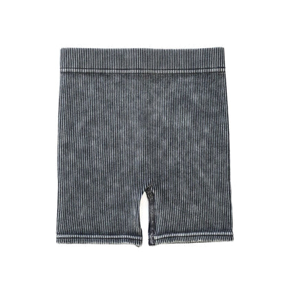 acid wash biker shorts - charcoal