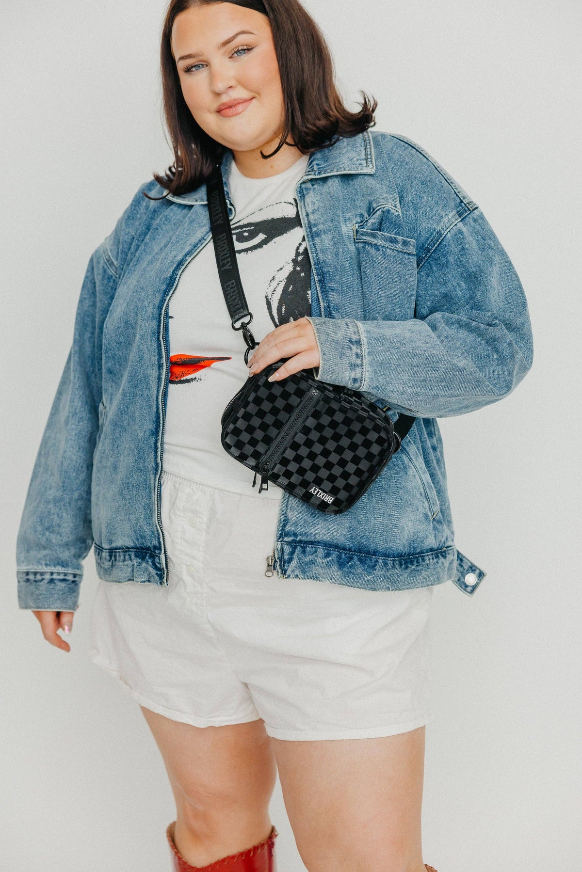 shadow checkered crossbody sling