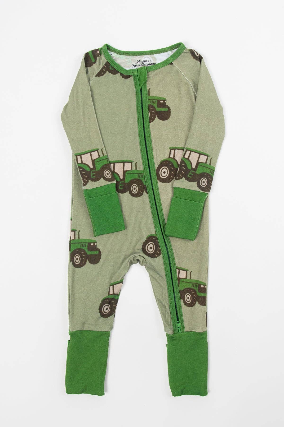 classic green tractor baby bamboo zippy