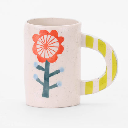 handmade flower wheel ceramic coffee mug