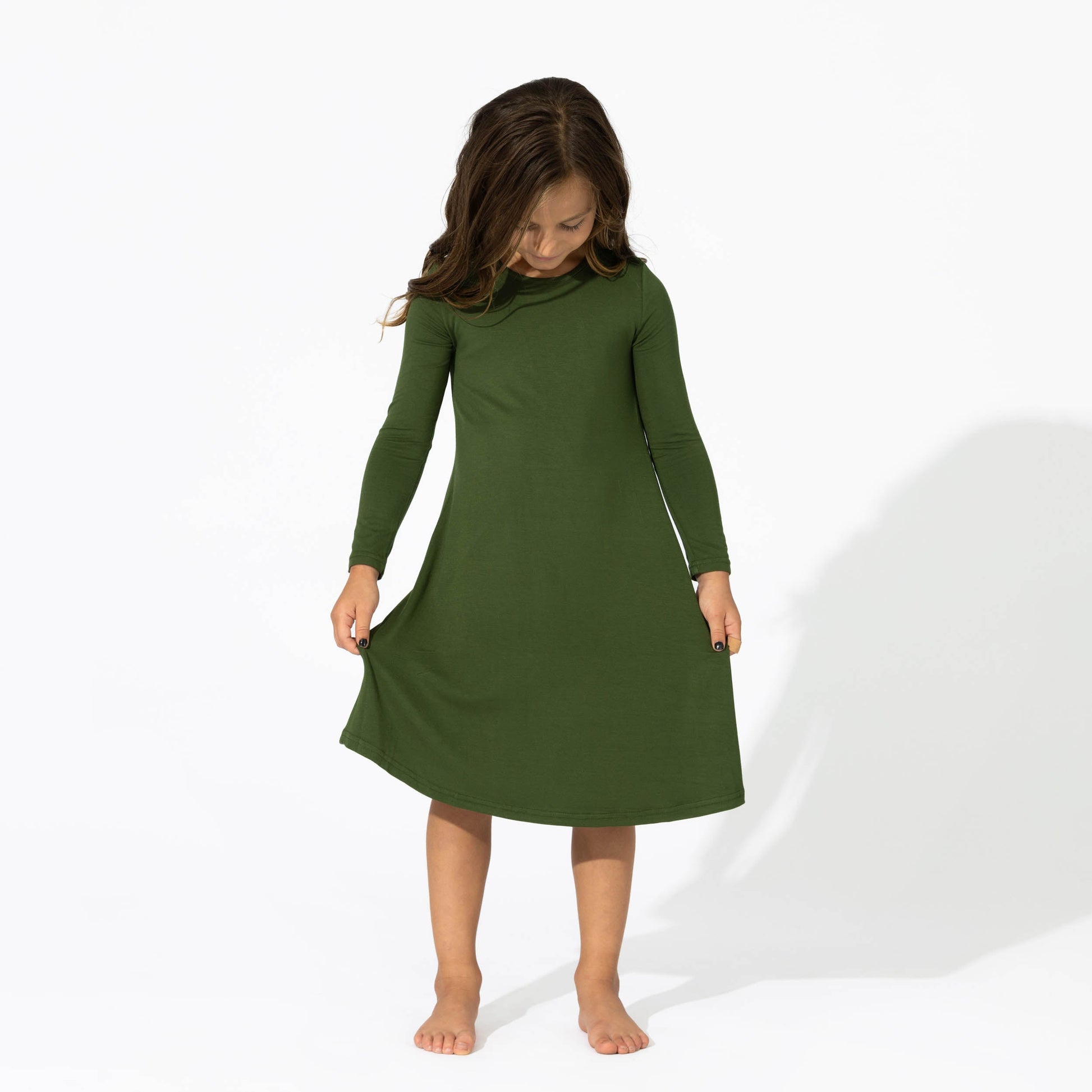 evergreen long sleeve dress Baltic Born Womens Amanda Smocked Dotted Maxi Dress | Evergreen
