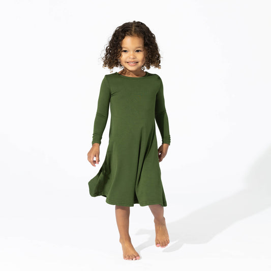 Evergreen Bamboo Girls' Long Sleeve Dress