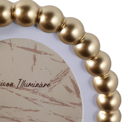 gold glass matted round beaded photo frame