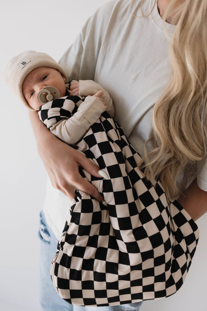 black checkerboard bamboo sleep sack