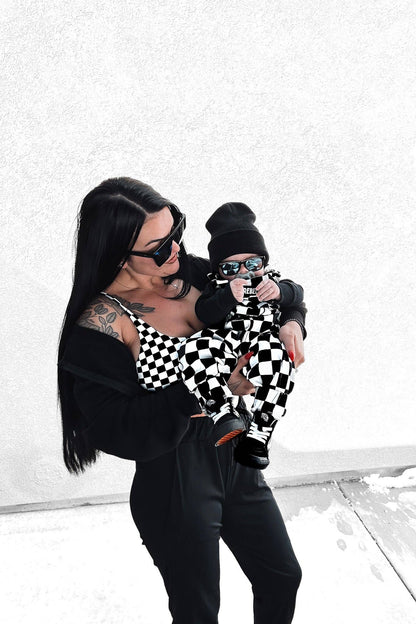 live fast checkered overalls in venice