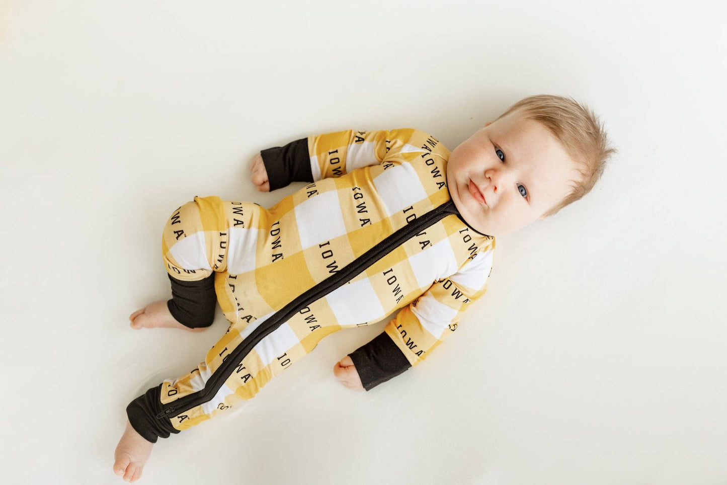 zip romper | iowa grid