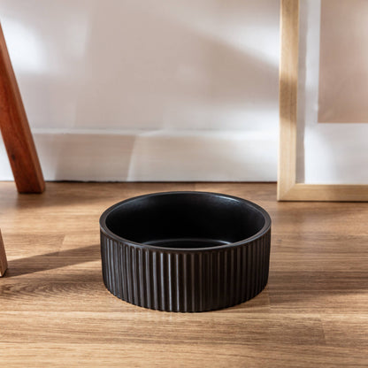 jardin ribbed pet bowl collection – modern matte exterior