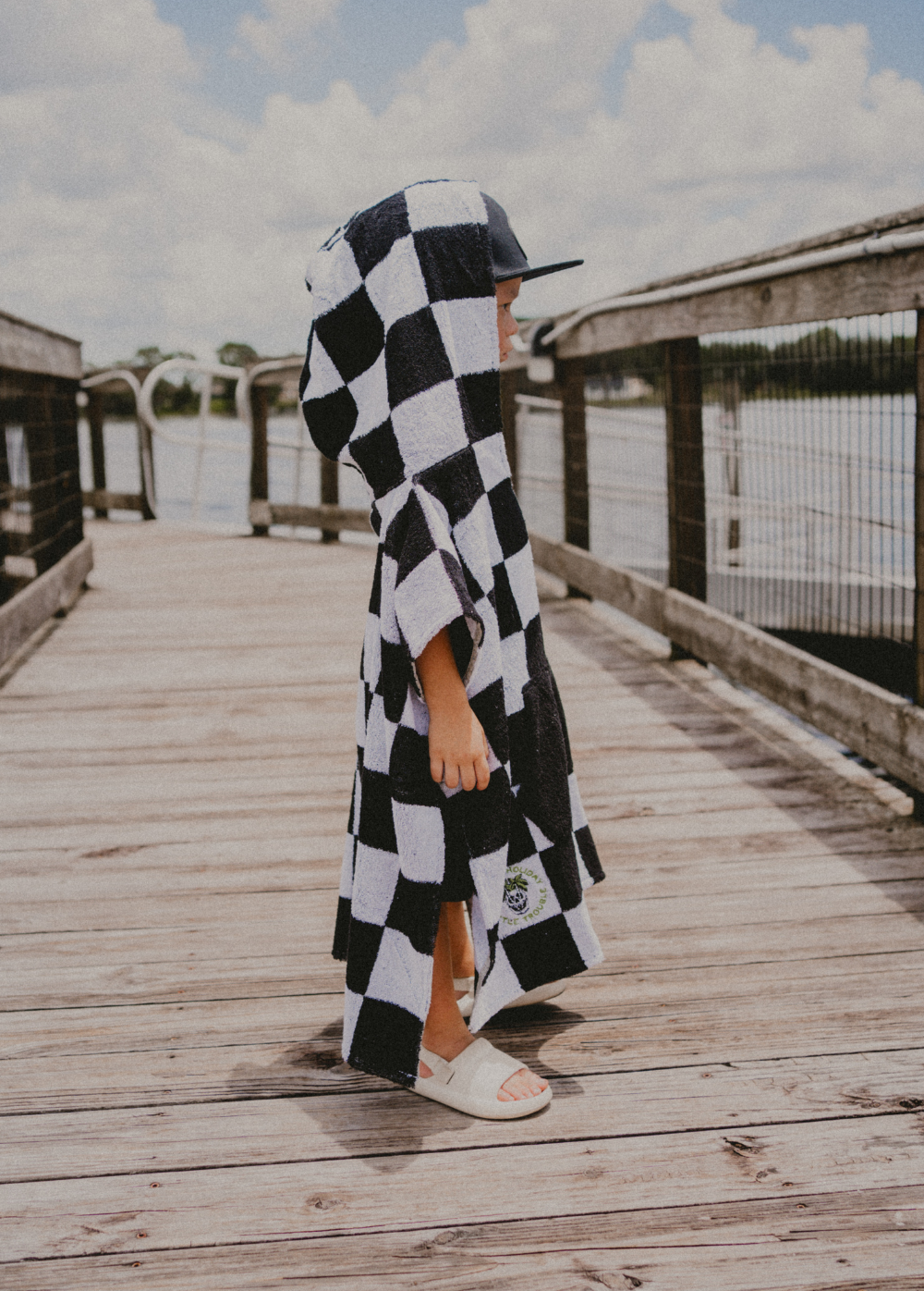checker poncho towel