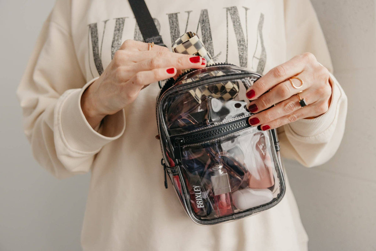 black clear tint crossbody sling