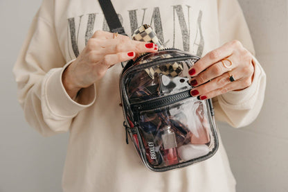 black clear tint crossbody sling