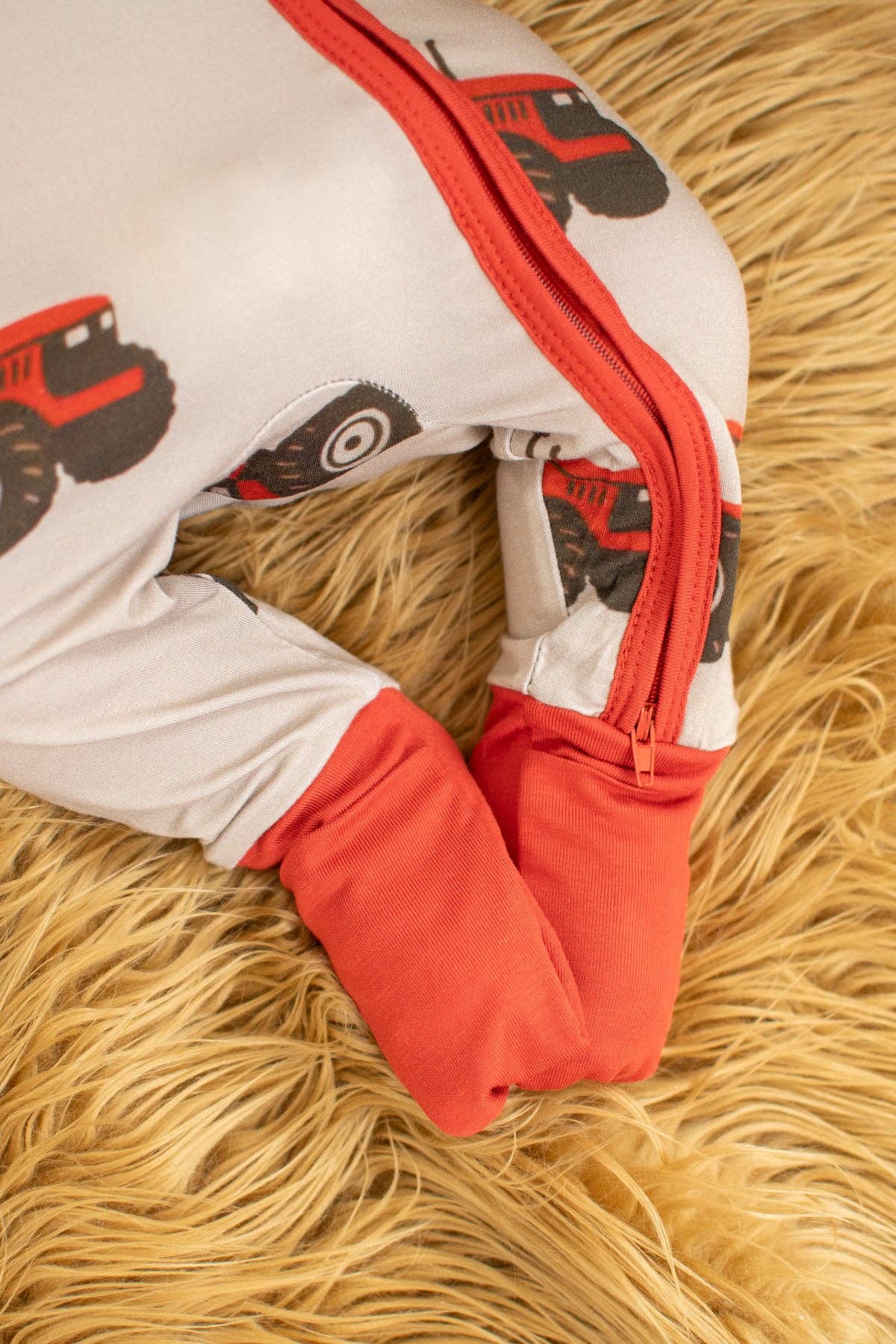 classic red tractor baby bamboo zippy