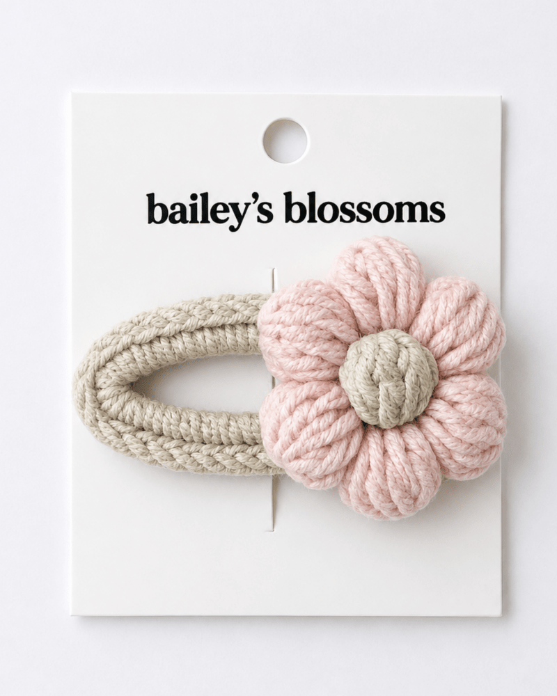crochet daisy clip - pink