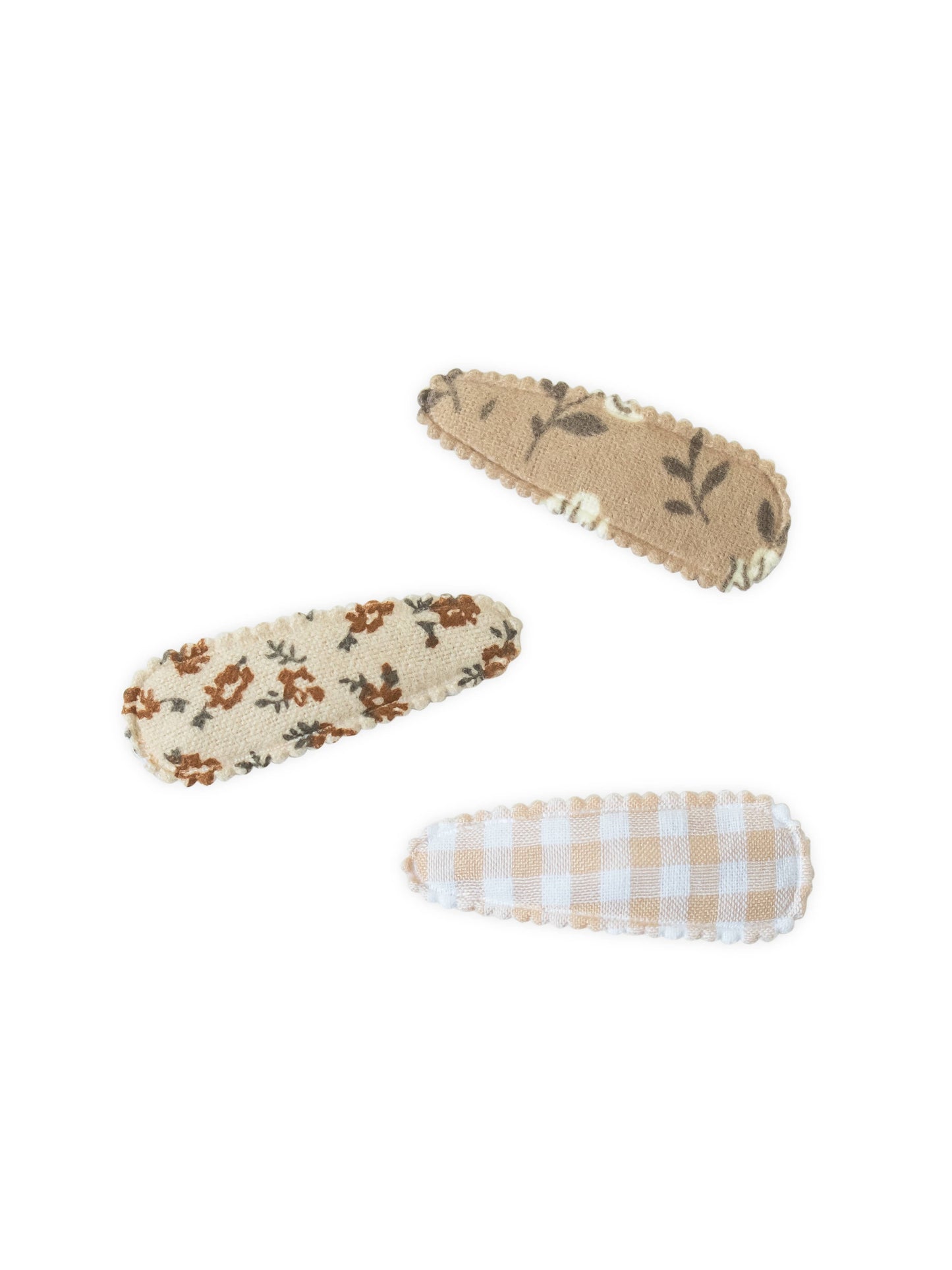 kendi baby hair clips 3 pack - tan gingham - Ivory Soul