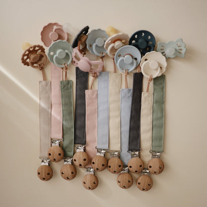 Linen Pacifier Clip 2-Pack - Ivory Soul