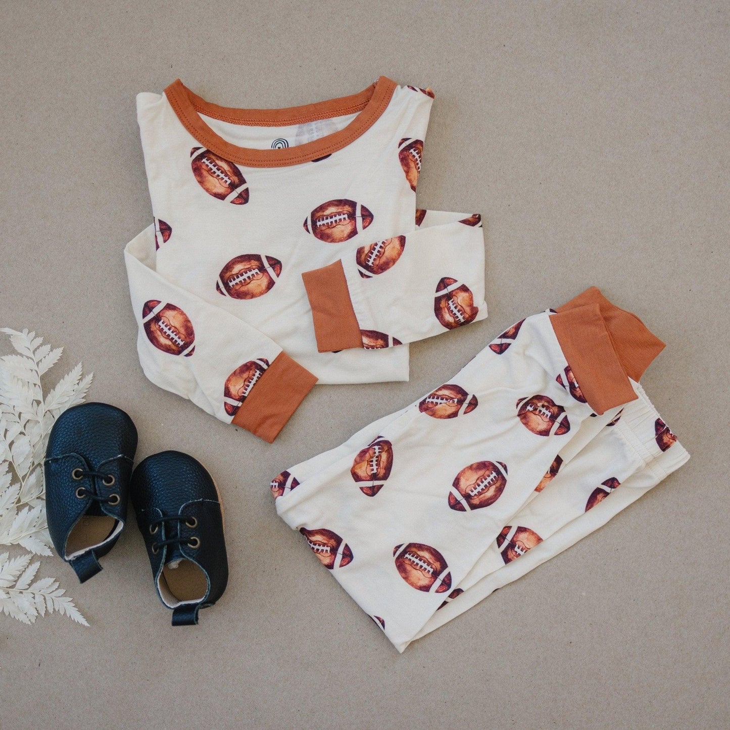 Football Print 2pc Pajama Set - Ivory Soul