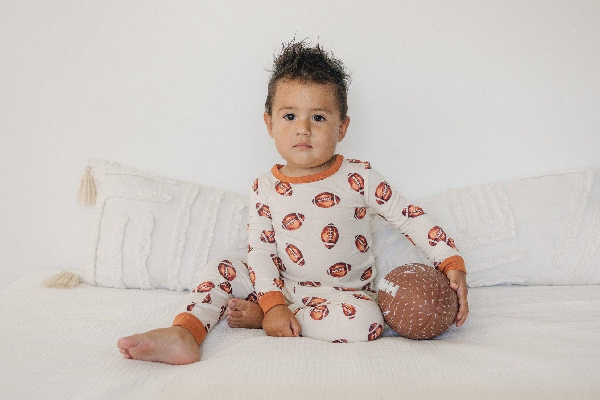 Football Print 2pc Pajama Set - Ivory Soul