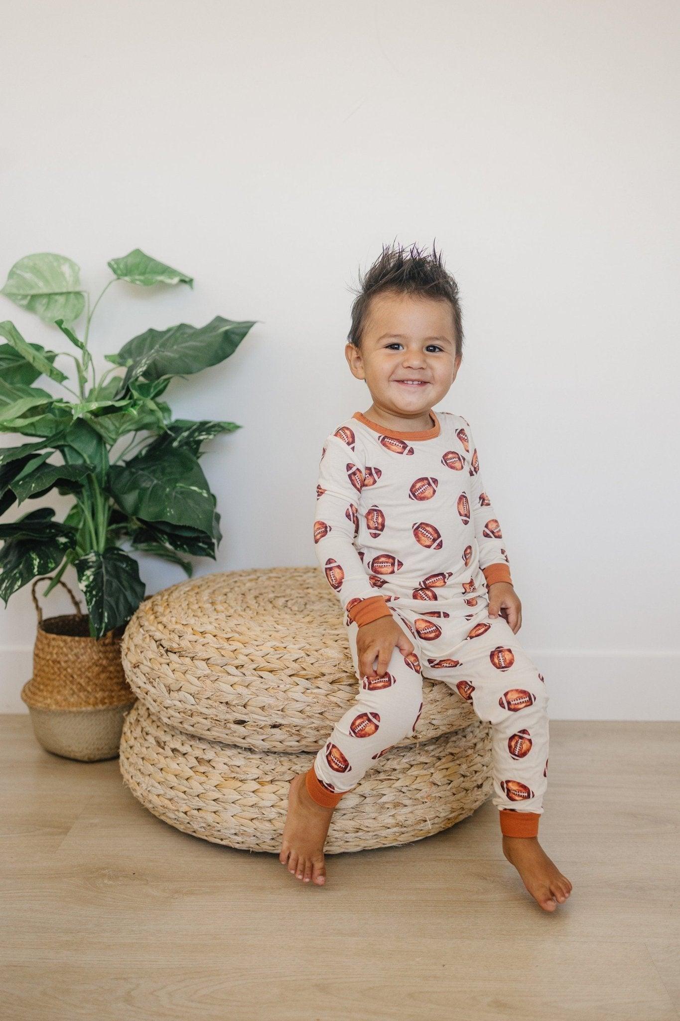 Football Print 2pc Pajama Set - Ivory Soul