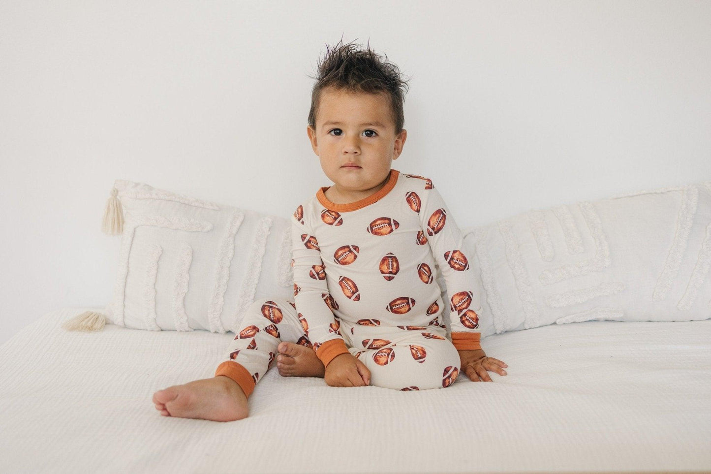 Football Print 2pc Pajama Set - Ivory Soul