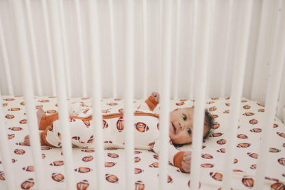 Football Print Bamboo Crib Sheet