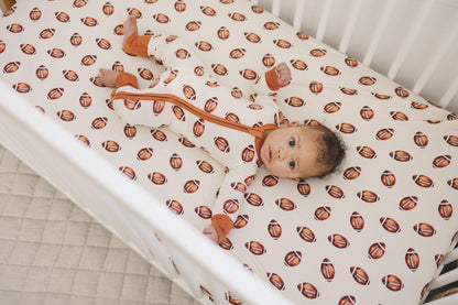 Football Print Bamboo Crib Sheet